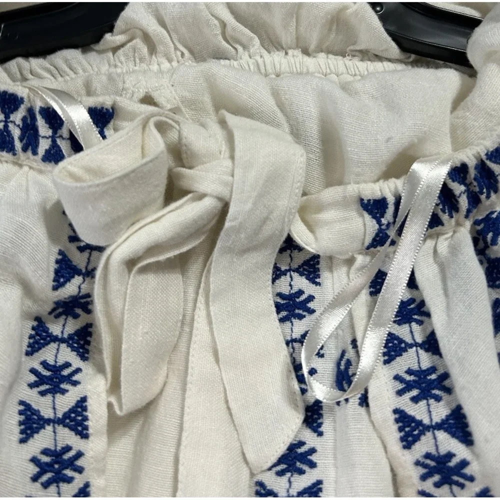 Free People Womens Size L White Blue Wild Romance Sleeveless Midi Dress (S8)